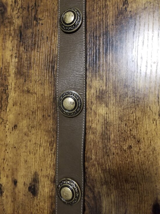 ESCADA Vintage Boho Bohemian Leather Belt Featuring Ornamental Brass Discs main image 5